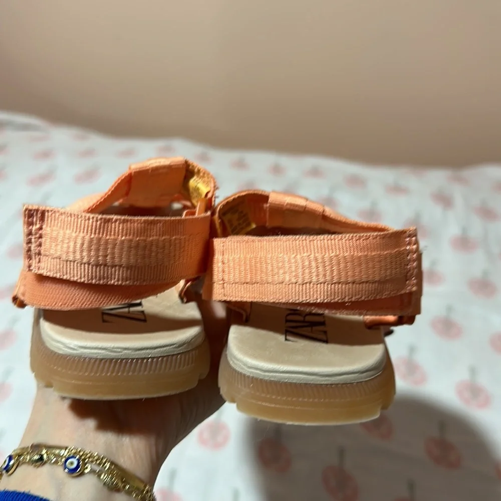 Zara Orange Kids Strappy Velcro Sandals